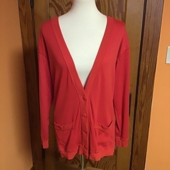 Red vintage 80s oversized slouchy cardigan - Picture 2 of 8